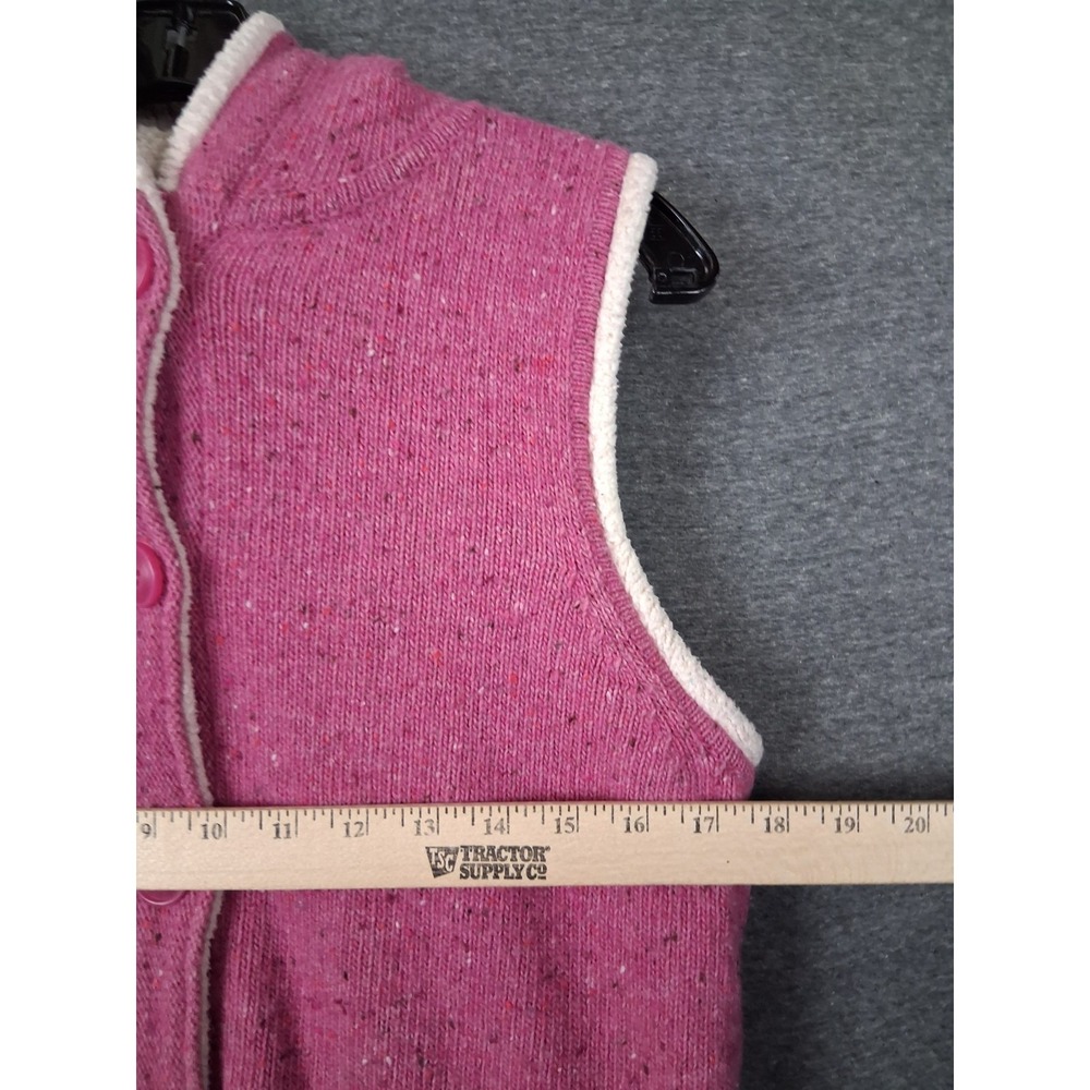 LL Bean Womens Jacket M Pink Knit Fleece Lined Lambswool Hooded Vest 271805 - Picture 3 of 7